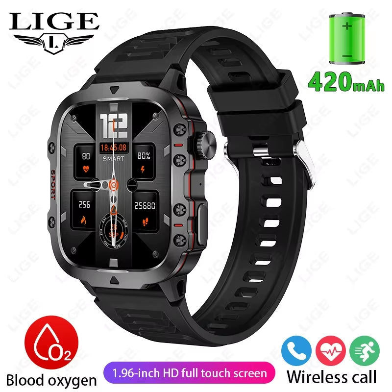 2026 Rugged Military reloj inteligente Hombre exterior Watches Lp68 impermeable 2.01" Al Voice Bluetooth Call Smartwatch for Android Los