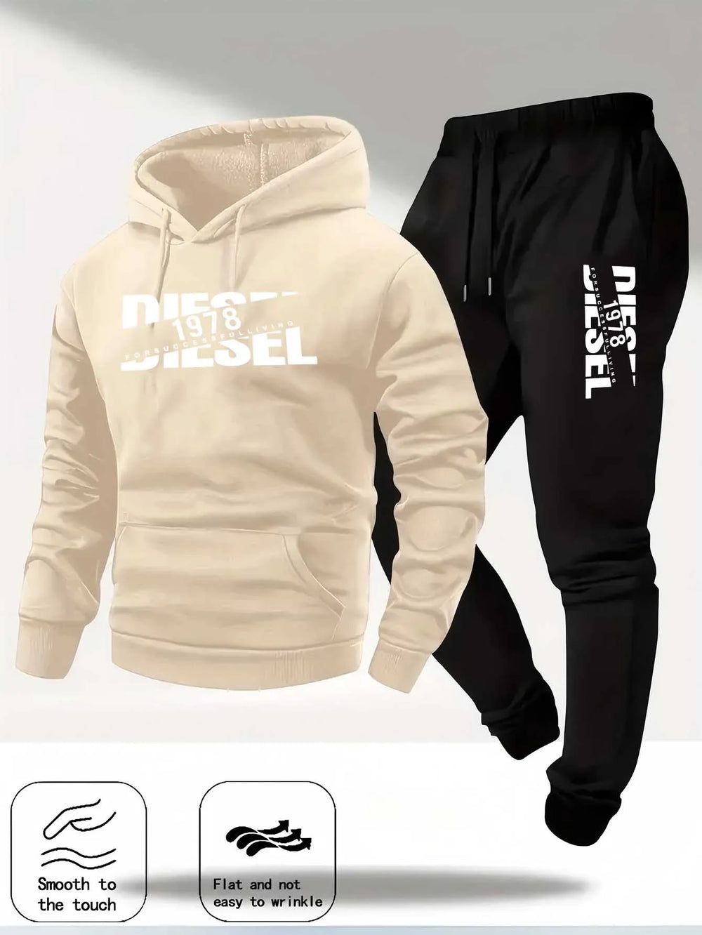 Conjunto Deportivo Diesel 1978 – Sudadera con Capucha + Jogger Hombre (Gris)