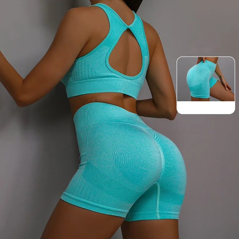 Conjunto de 2 Piezas: Top Deportivo y Shorts de Fitness