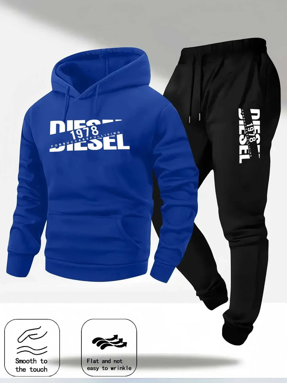 Conjunto Deportivo Diesel 1978 – Sudadera con Capucha + Jogger Hombre (Gris)