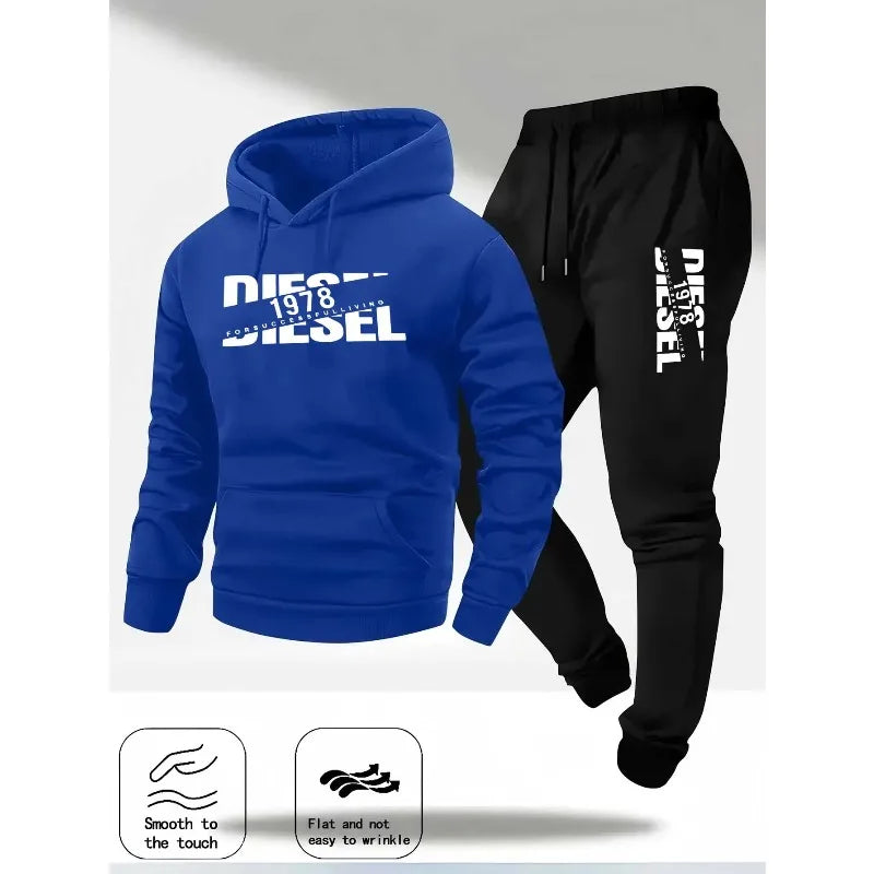 Conjunto Deportivo Diesel 1978 – Sudadera con Capucha + Jogger Hombre (Gris)