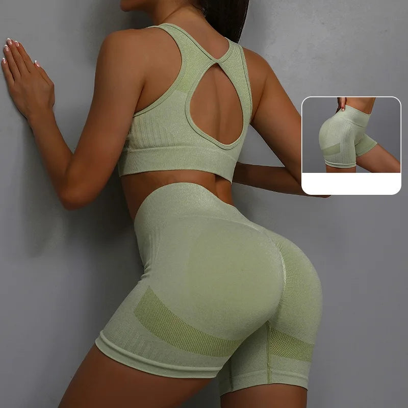 Conjunto de 2 Piezas: Top Deportivo y Shorts de Fitness
