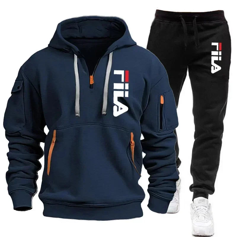 Conjunto de dos piezas de sudadera con capucha de manga larga, jersey y pantalones