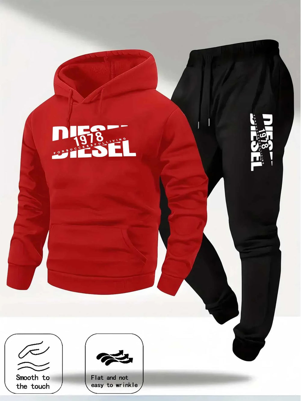 Conjunto Deportivo Diesel 1978 – Sudadera con Capucha + Jogger Hombre (Gris)