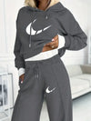 Conjunto de Dos Piezas Hoodie Patchwork y Pantalón casual