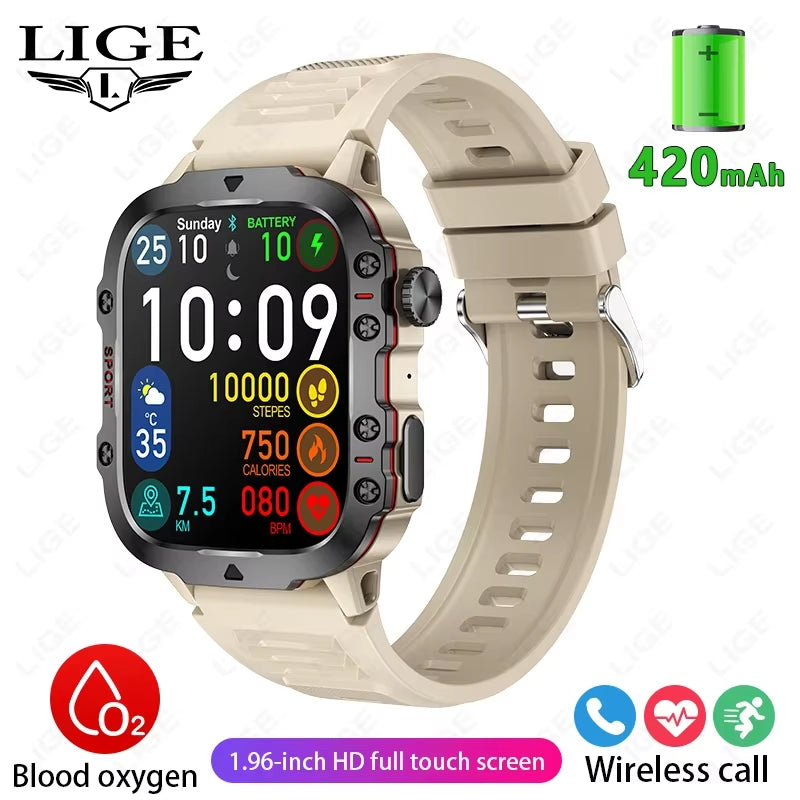 2026 Rugged Military reloj inteligente Hombre exterior Watches Lp68 impermeable 2.01" Al Voice Bluetooth Call Smartwatch for Android Los